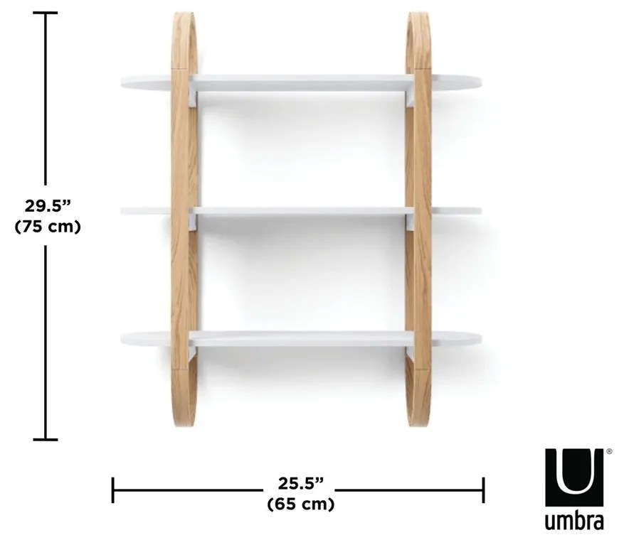Umbra Nástenná polica BELLWOOD V. 75 cm biela/prírodná