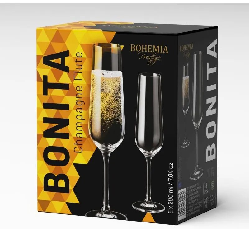 BOHEMIA PRESTIGE BONITA POHÁR NA ŠAMPANSKÉ 200ML SADA 6 KS