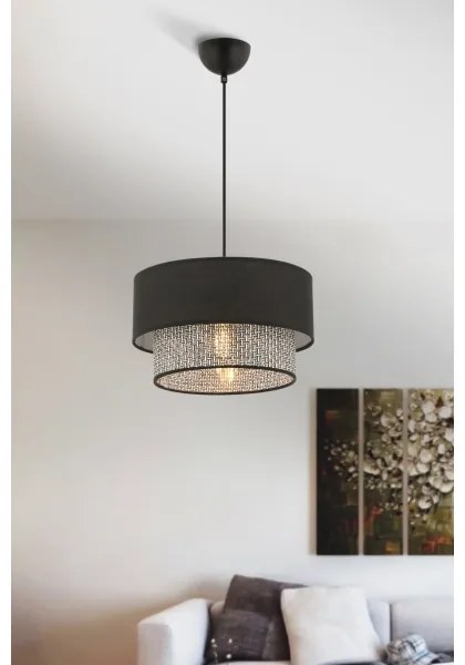 Luster na lanku ECHO 1xE27/60W/230V čierna/šedá