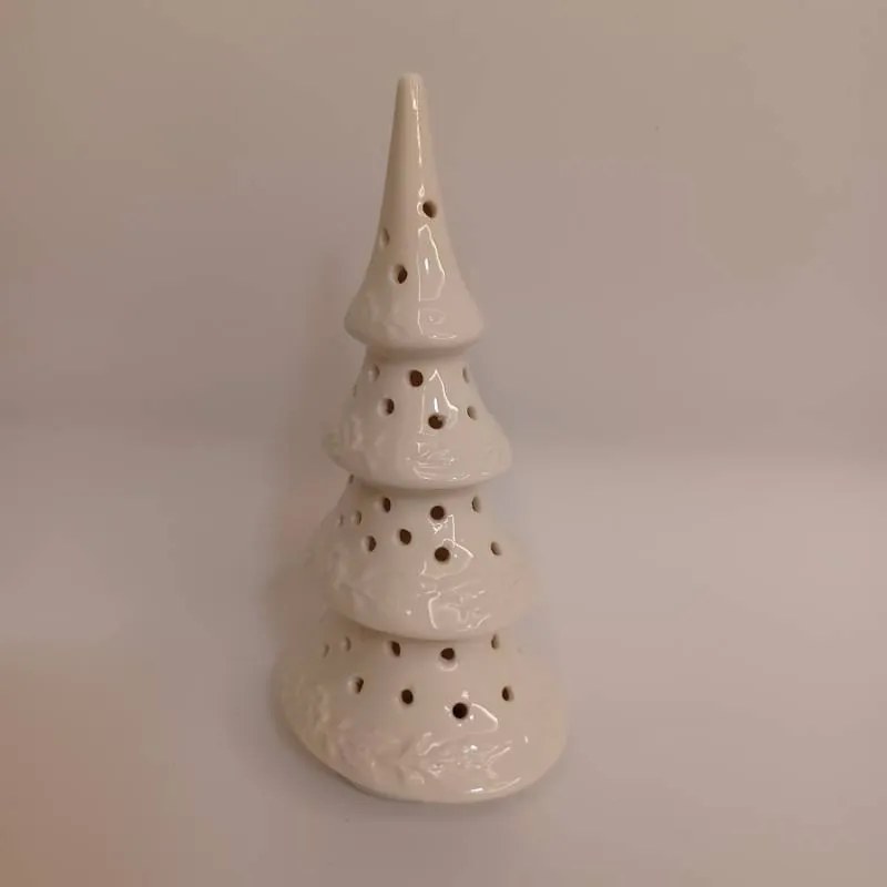 DECOLED Keramický stromeček, 9 x 7,4 x 17,8 cm, teple bílá, 2xLR44