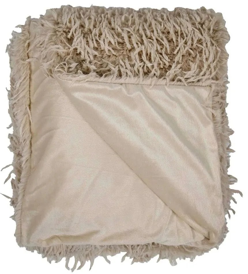 Béžovo-hnedý pléd so vzorom a strapcami Mesa - 130*170 cm