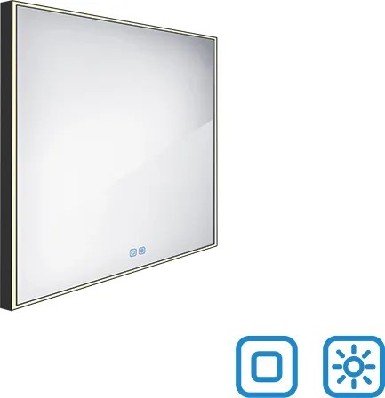 Nimco Čierne LED zrkadlo 600x600 s dvoma dotykovými senzormi - ZPC 13066VX-90