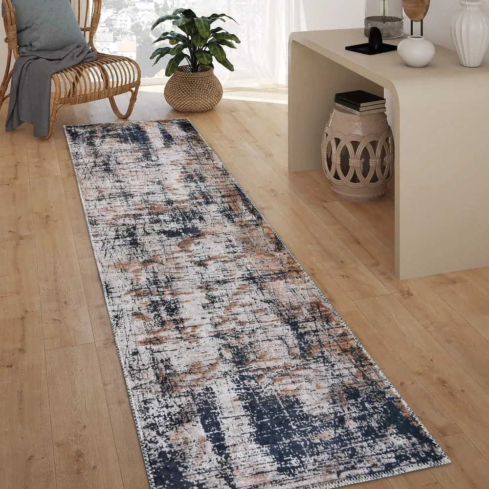 Modrý prateľný behúň 80x300 cm Abstract Colors – Vitaus