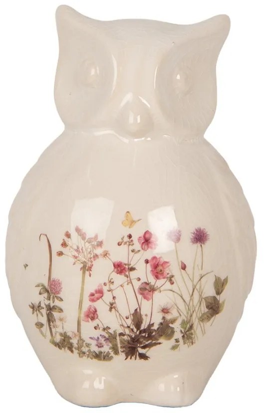 Keramická dekorácia sova s ​​lúčnymi kvetmi Flowers of Love M - 11*10*17 cm