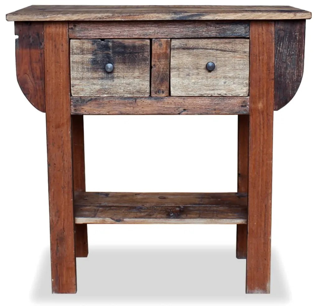 vidaXL Prístavný stolík z masívneho recyklovaného dreva, 80x35x80 cm