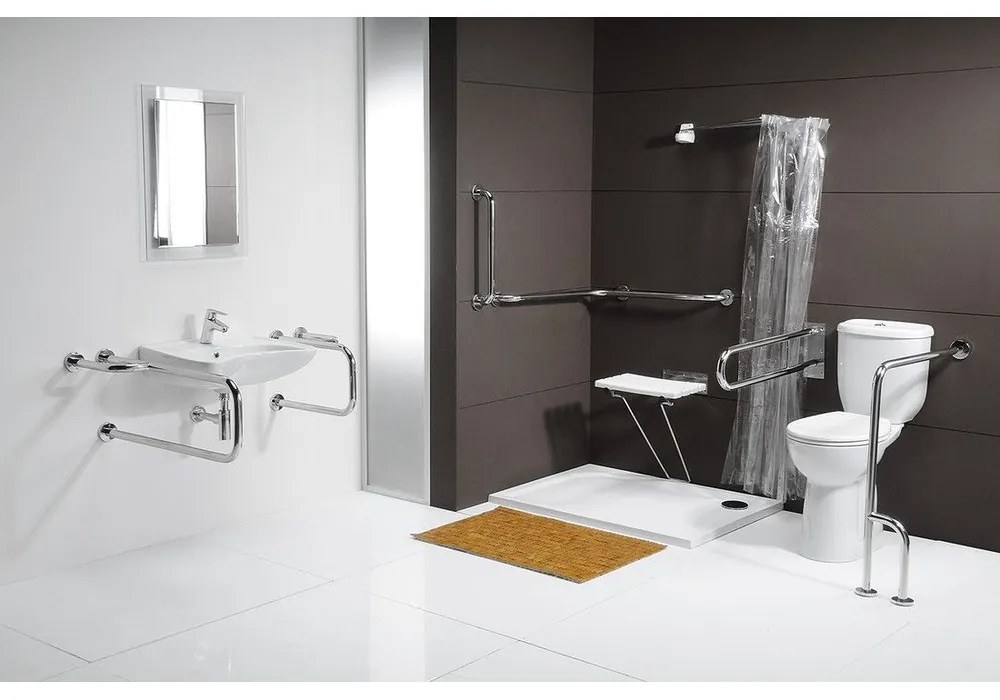 Nástenné madlo do kúpeľne z nehrdzavejúcej ocele 52 cm Handicap Left – Sapho