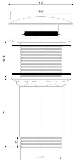 OMNIRES A716BR - Umývadlový výpust CLICK-CLACK pr. 6,6 cm kefovaná bronzová