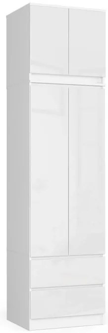 Skriňa s nadstavcom S 60 cm 2D 2SZ CLP biela / biela, lesk