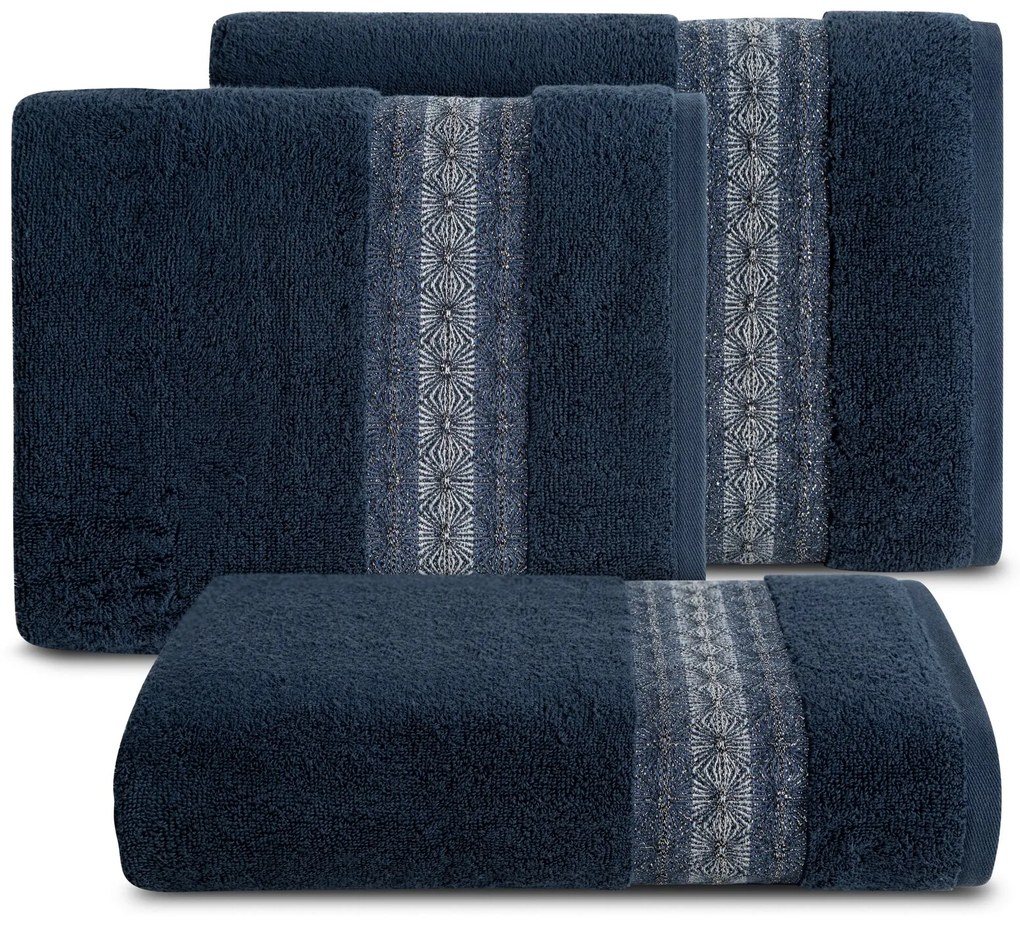 BAVLNENÝ UTERÁK MALIKA 70X140 CM TMAVOMODRÁ