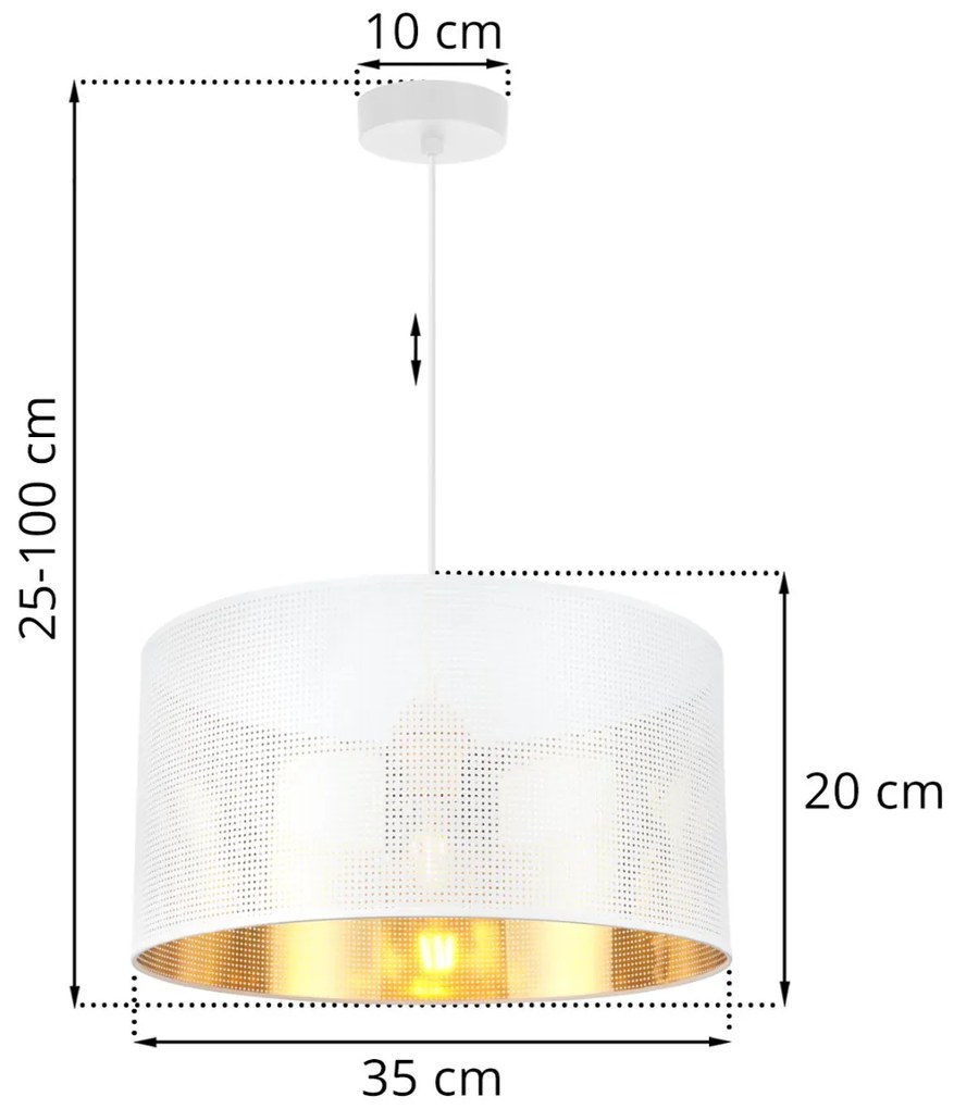 Závesné svietidlo Asti0, 1x biele PVC tienidlo, (fi 35cm), g, w