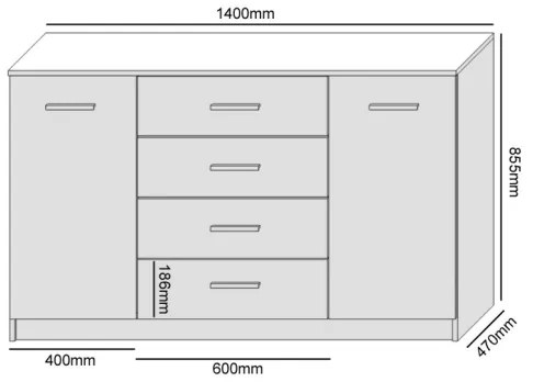 Komoda TAYLER dub craft/čierna