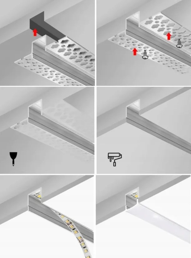 BERGE LED hliníkový profil zapustený 2m - sada