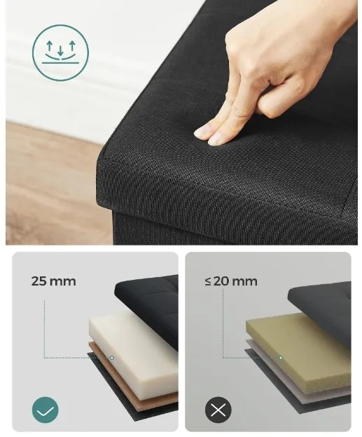 Taburet s úložným priestorom OTTOMAN 110x38 cm, čierny