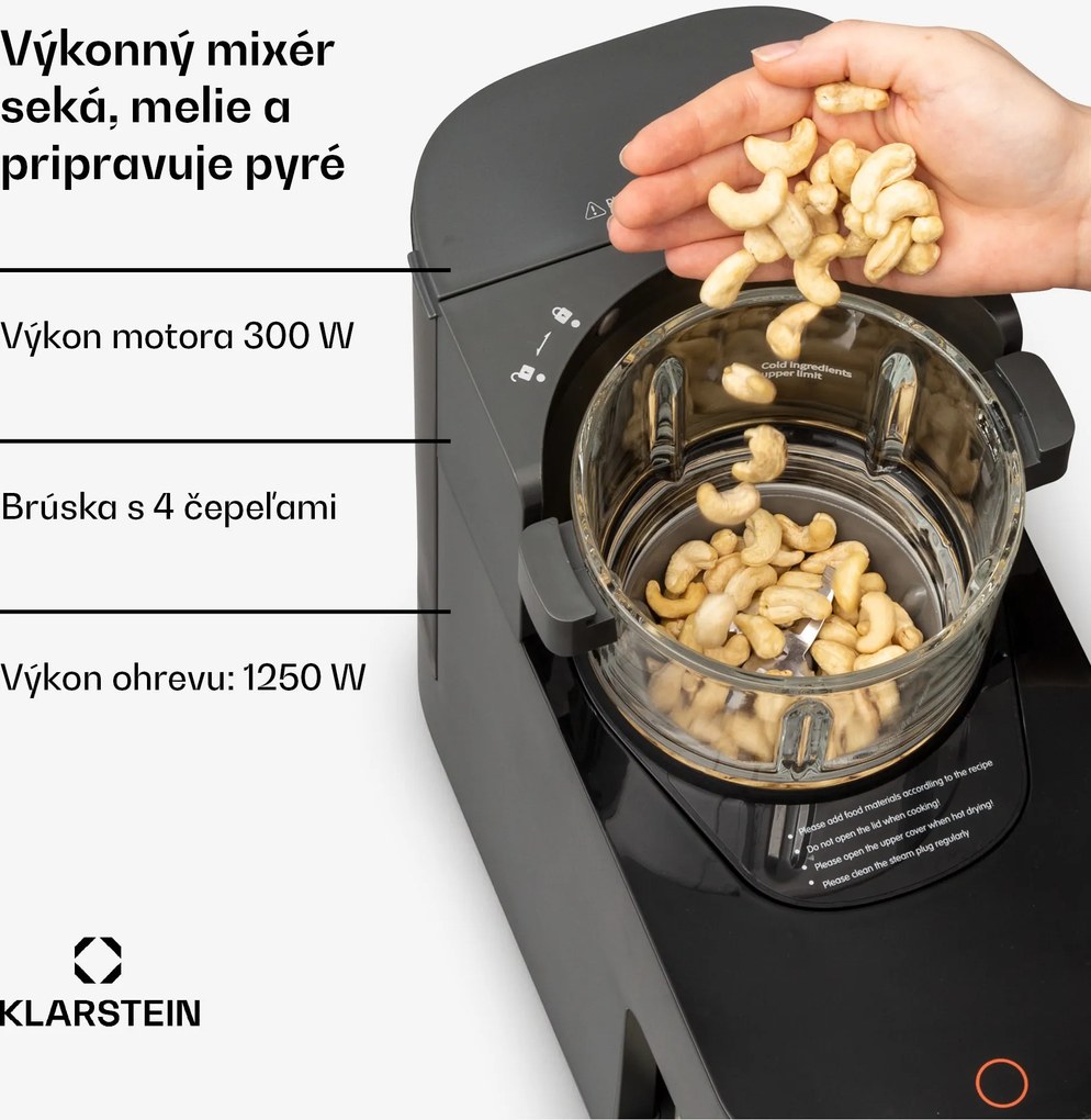 Klarstein Marcia, výrobník rastlinného mlieka, 300 – 1200 ml, 360°, dotykové ovládanie, odnímateľný zásobník na vodu