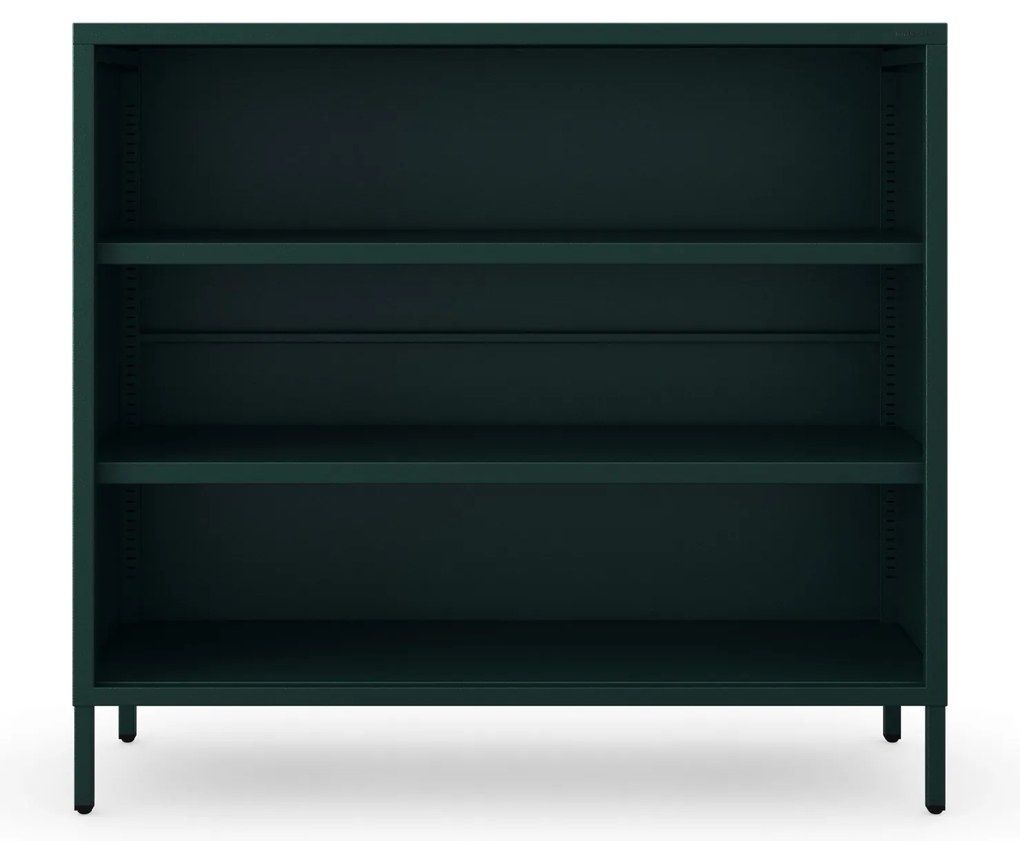 Regál nízky kovový otvorený na nožičkách fľaškovo zelená, 1000x900x350 mm: LUCA Modern