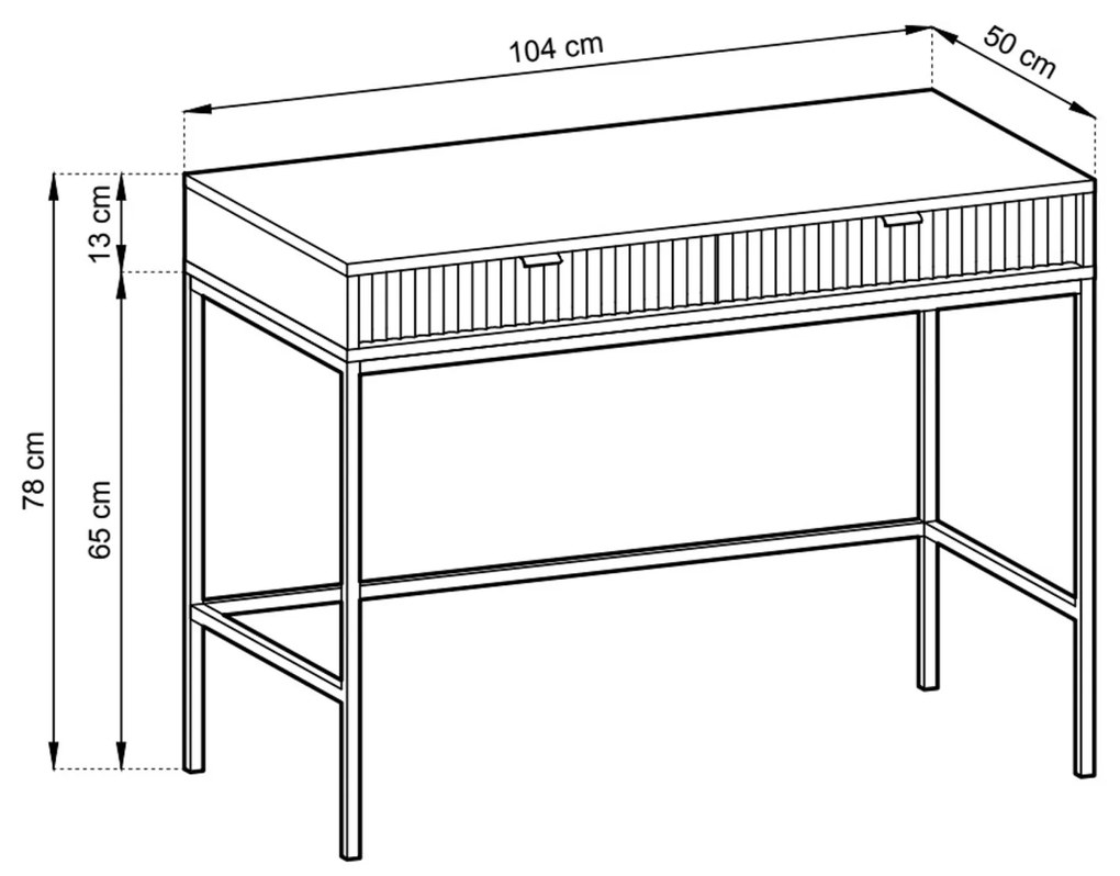 Toaletný stolík Nova 104 cm čierny/čierny rám