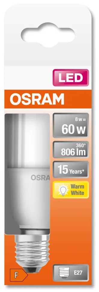 LED žiarovka E27 8W = 60W 806lm 2700K Warm 200° OSRAM STAR STICK