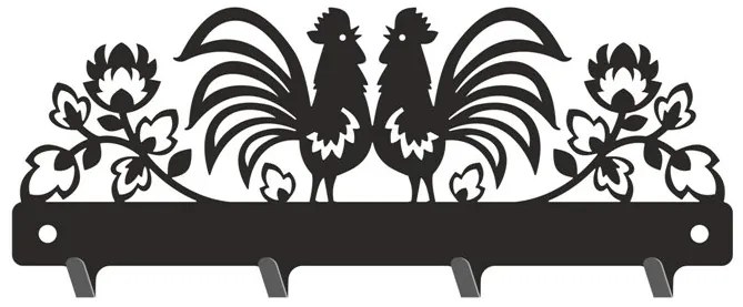 Kovový vešiak na stenu DVAJA KOHÚTI