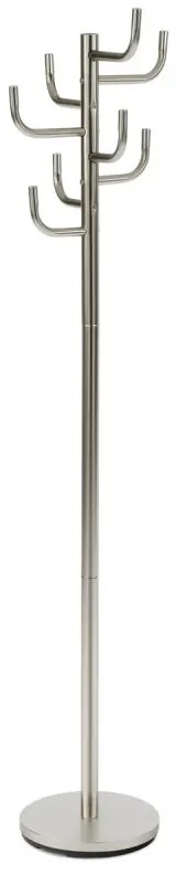 Věšák stojanový, kovová konstrukce, broušený nikl, výška 175 cm, nosnost 10 kg