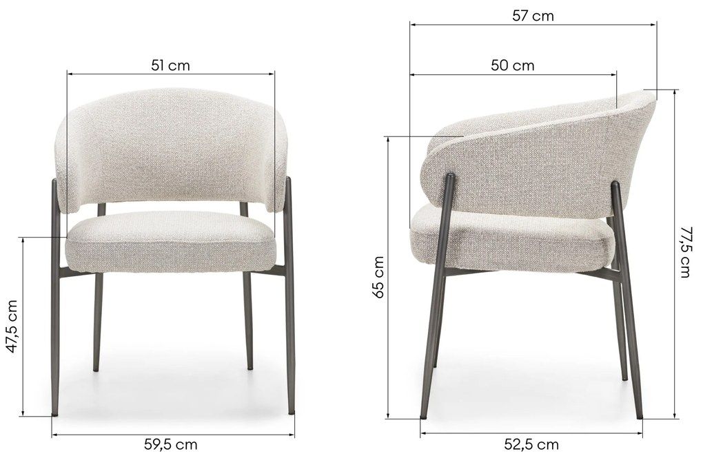 Designové čalouněné jídelní křeslo Umbra béžové/šedé
