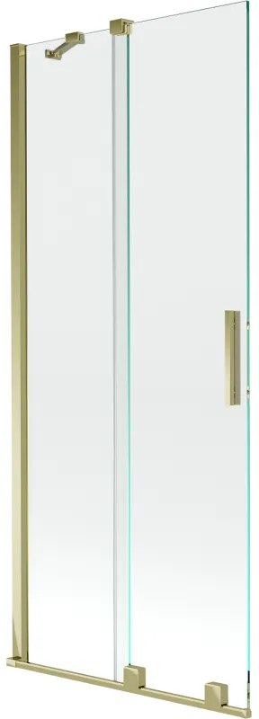 Mexen Velar, 2-krídlová posuvná vaňová zástena 85 x 150 cm, 8mm číre sklo, zlatý matný profil, 896-085-000-01-55
