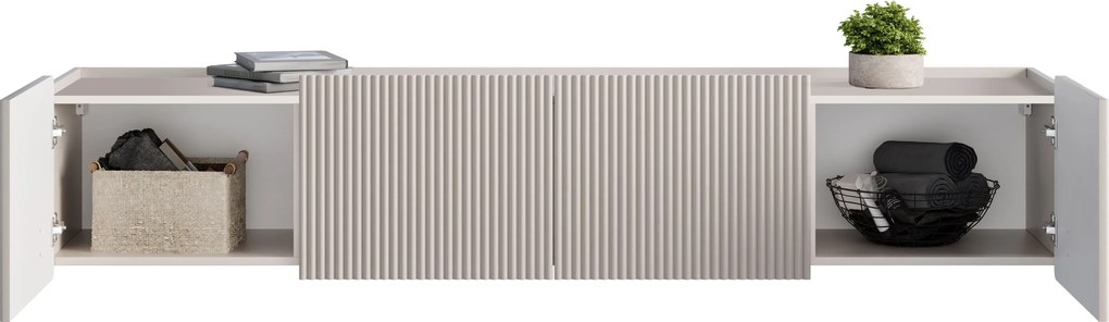 Závesná TV skrinka Malmi 200 cm - kašmírová / čierna