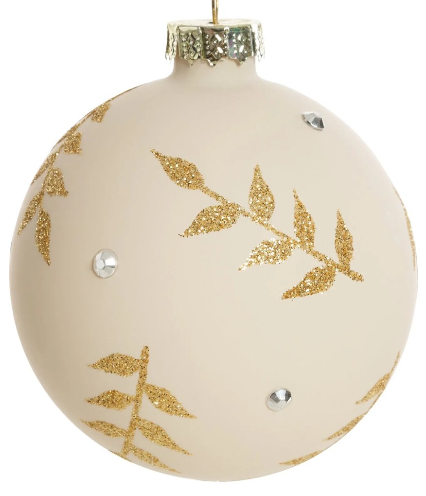 SKLENENÁ VIANOČNÁ BANKA NA STROMČEK SADA 4 KS (FI) 10 CM KRÉMOVÁ