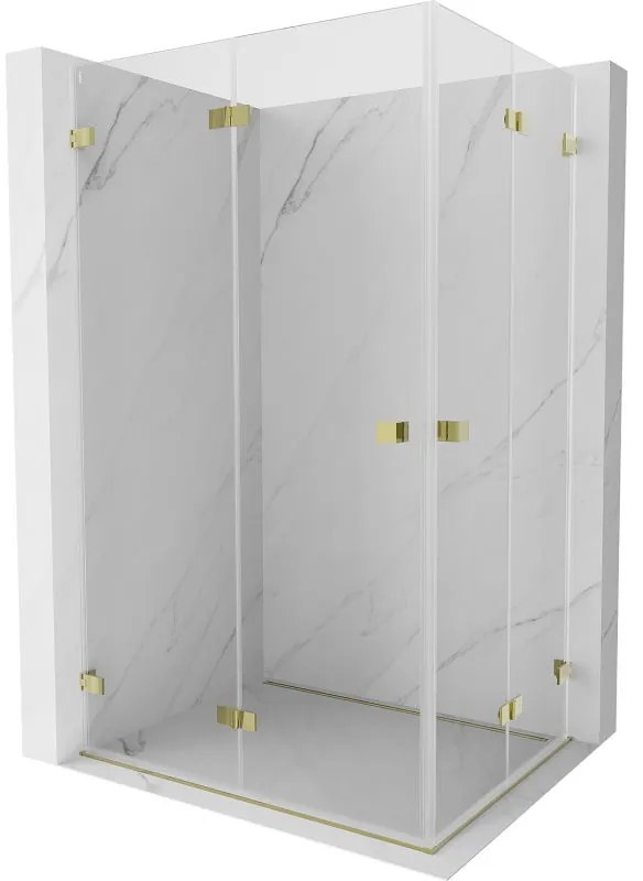 Mexen Lunar-F Duo, skladací sprchový kút 75 x 70 cm, 8mm číre sklo, zlatý profil, 836-075L-070P-50-00