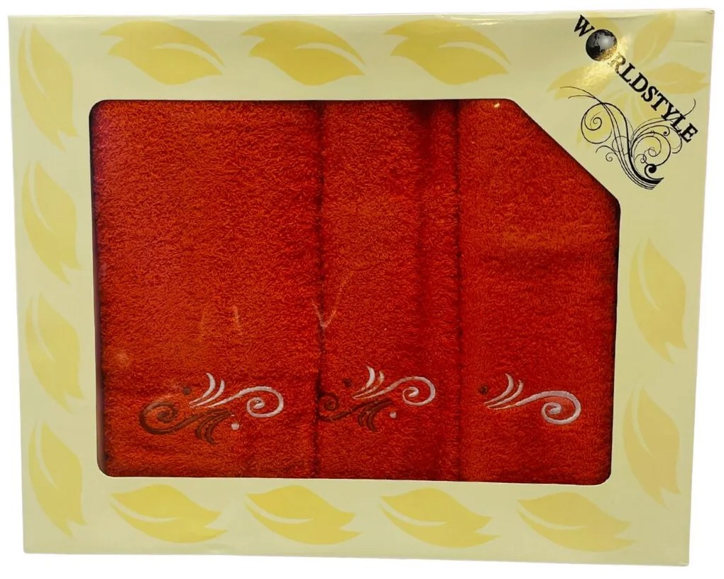Darčekové balenie 3 kusov osušky 70x140cm a uterákov 50x100cm, 30x50cm Oranžové TiaHome