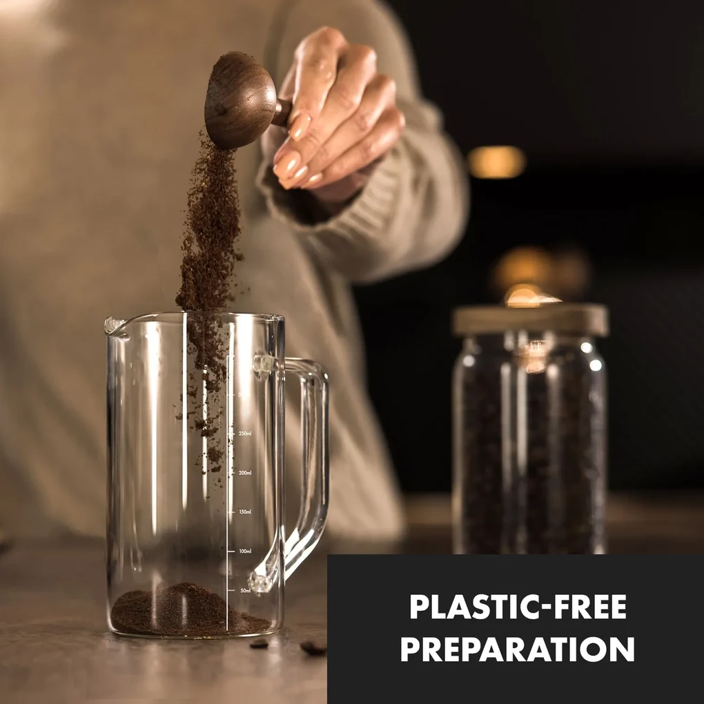 Glaswerk Ristretto, french press, 0,35 l, borosilikátové sklo, nehrdzavejúca oceľ, orechové drevo