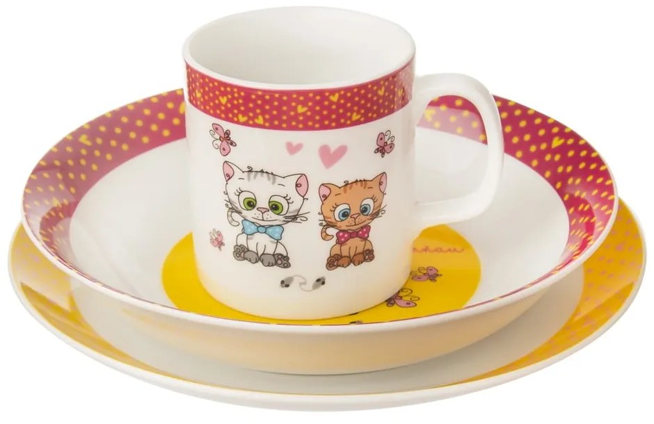 3-dielna detská porcelánová jedálenská súprava Orion Kittens