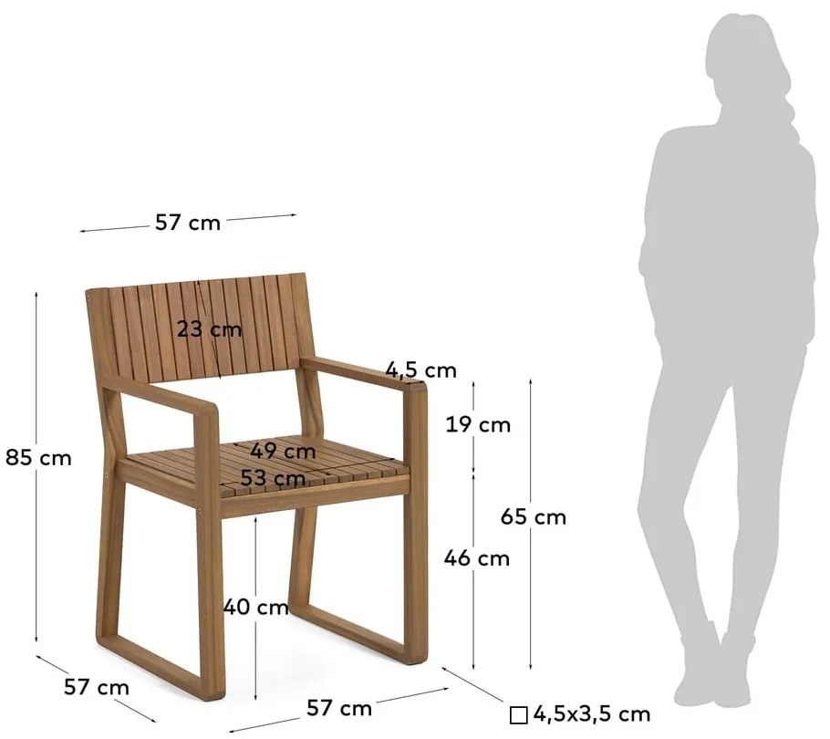 Záhradná stolička z akáciového dreva Kave Home Emili