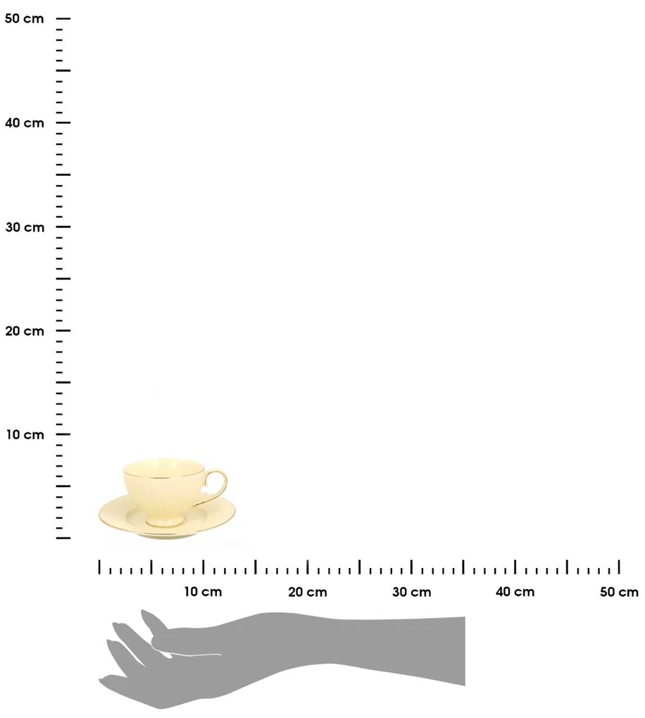 Porcelánová šálka na nohe s podšálkou Ecru Nina 120 ml sada 2ks
