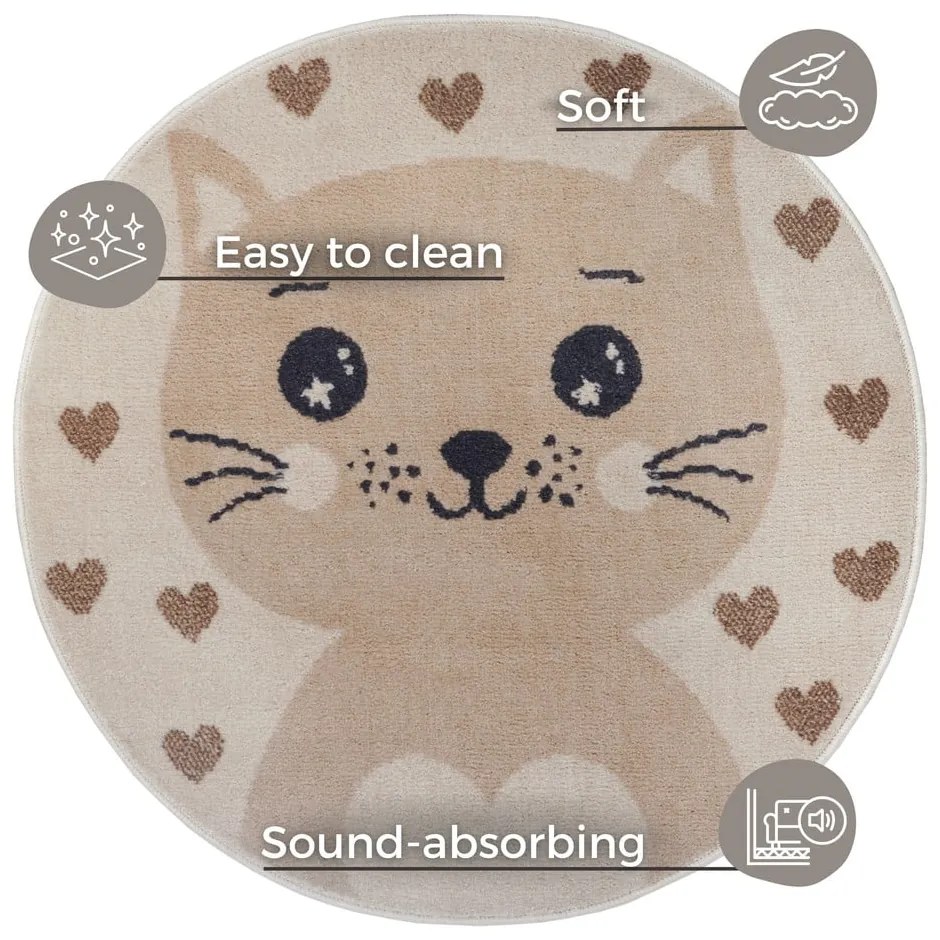 Béžový detský koberec ø 100 cm Cat – Hanse Home