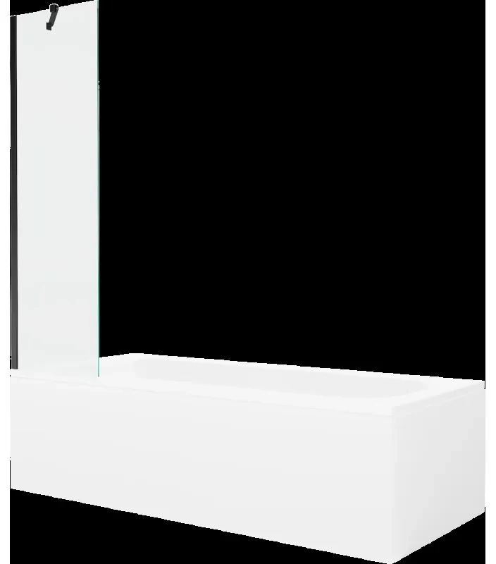 Mexen Vega obdĺžniková vaňa 170 x 70 cm s obkladom a 1-krídlovou sprchovou zástenou 50 cm, Transparentné, Čierna - 550117070X950