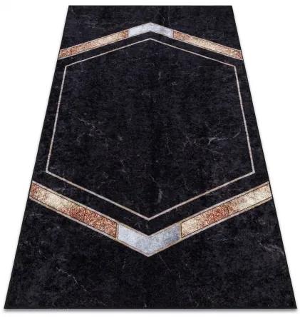 MIRO 52025.802 umývací koberec Mramor, geometrická protišmykový - čierna Veľkosť: 80x150 cm