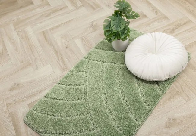 Kúpeľňový koberček Sash Sage zelený, pruhy