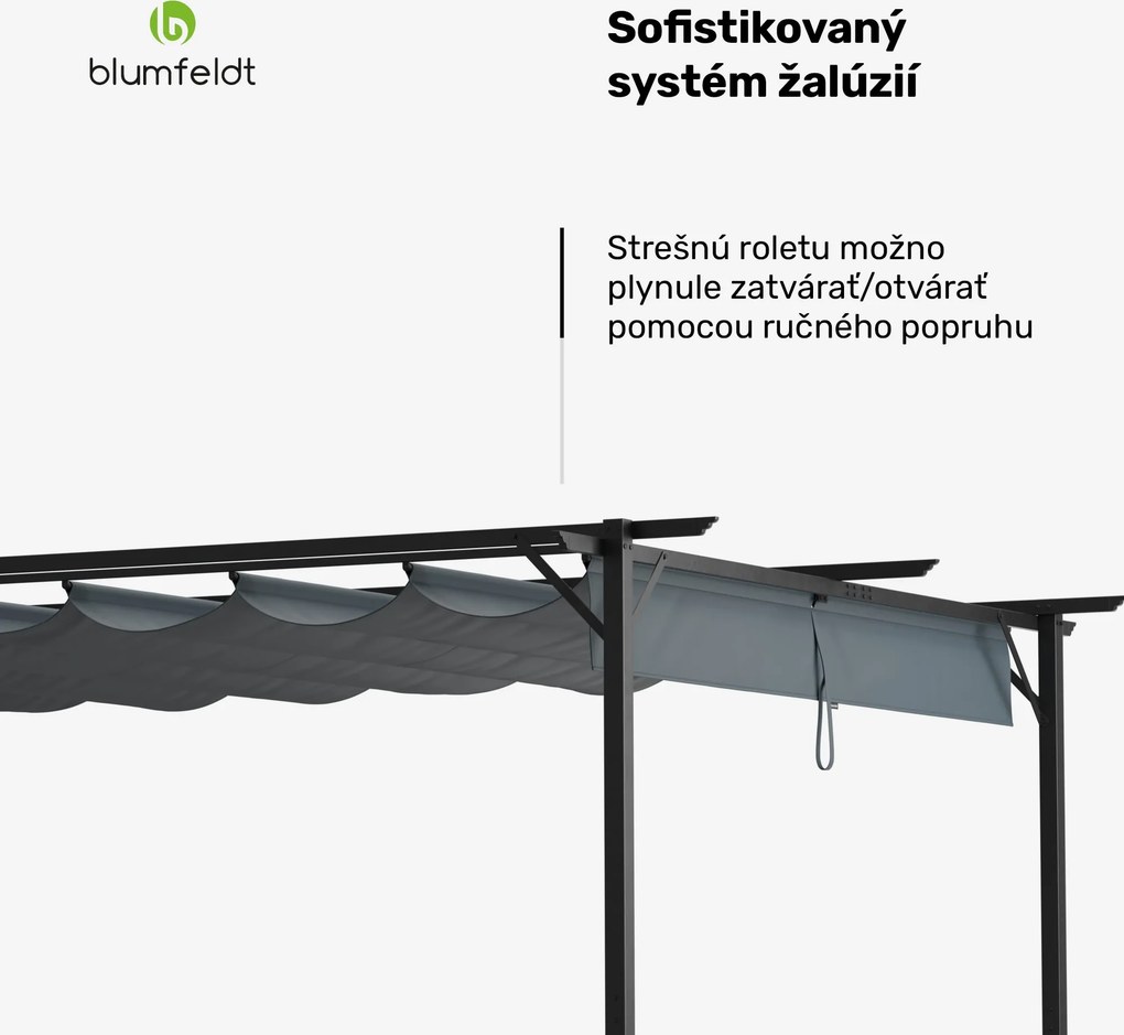Blumfeldt Pantheon Robust Pergola, 3x4 m práškovo lakovaná oceľ odolná voči poveternostným vplyvom