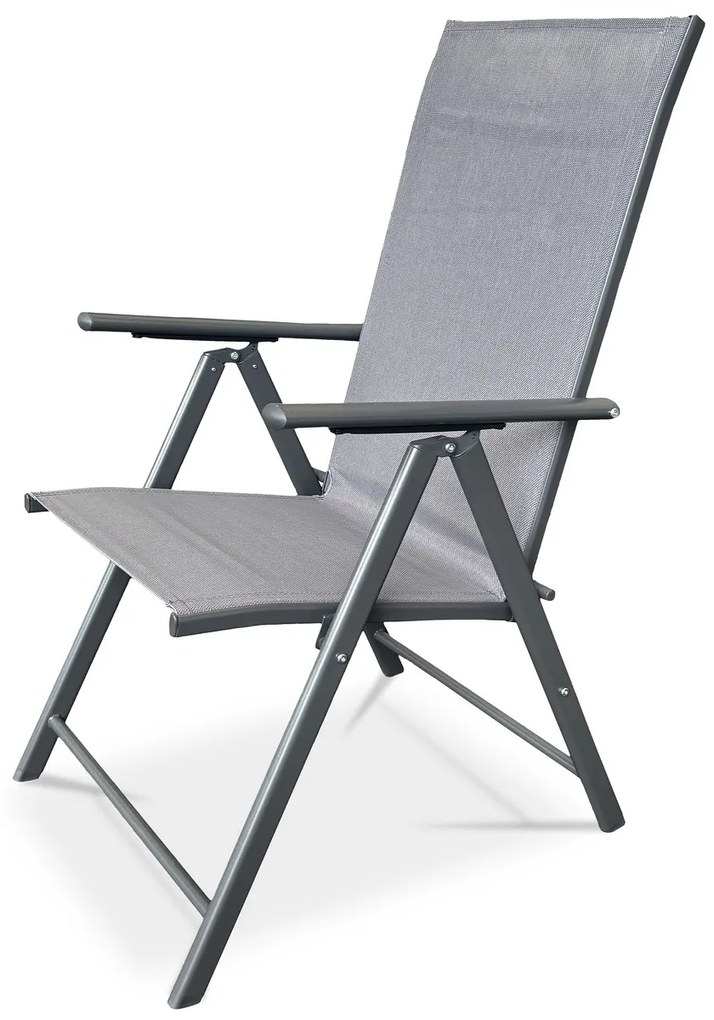 Autronic Záhradná stolička, kov, textil, sivá, AZC-S1116 GREY