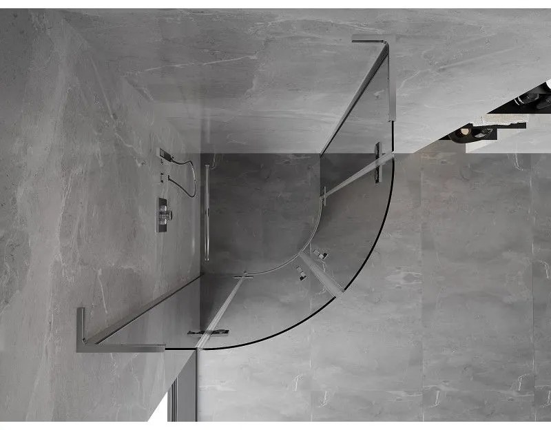 Mexen Mist L, štvrťkruhový sprchový kút s 2-krídlovými dverami, 90 x 90 cm, 8mm číre sklo, chrómový profil, 8A33L-090-090-01-00