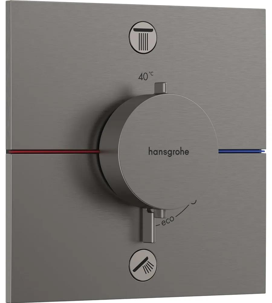 HANSGROHE ShowerSelect Comfort E termostat pod omietku pre 2 spotrebiče, so zabudovanou bezpečnostnou kombináciou podľa EN1717, kartáčovaný čierny chróm, 15578340