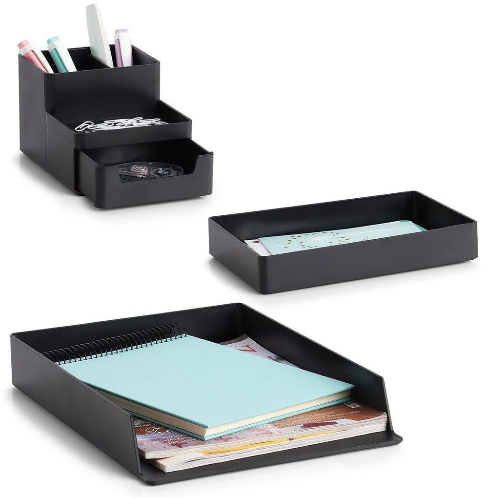 Zeller Present Plastový organizér na písacie a kancelárske potreby, UNTENSIL, čierny