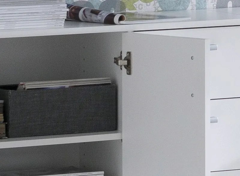 Široká zásuvková komoda Mega 39, biela