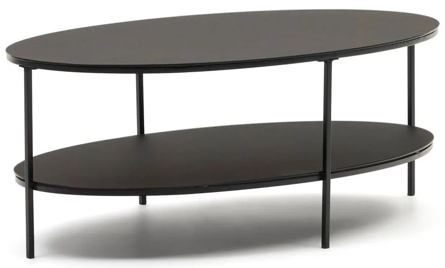 Čierny konferenčný stolík so sklenenou doskou 65x110 cm Fideia – Kave Home