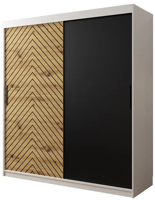 Skriňa Jodełka 180 biely/dub Artisan/čierna