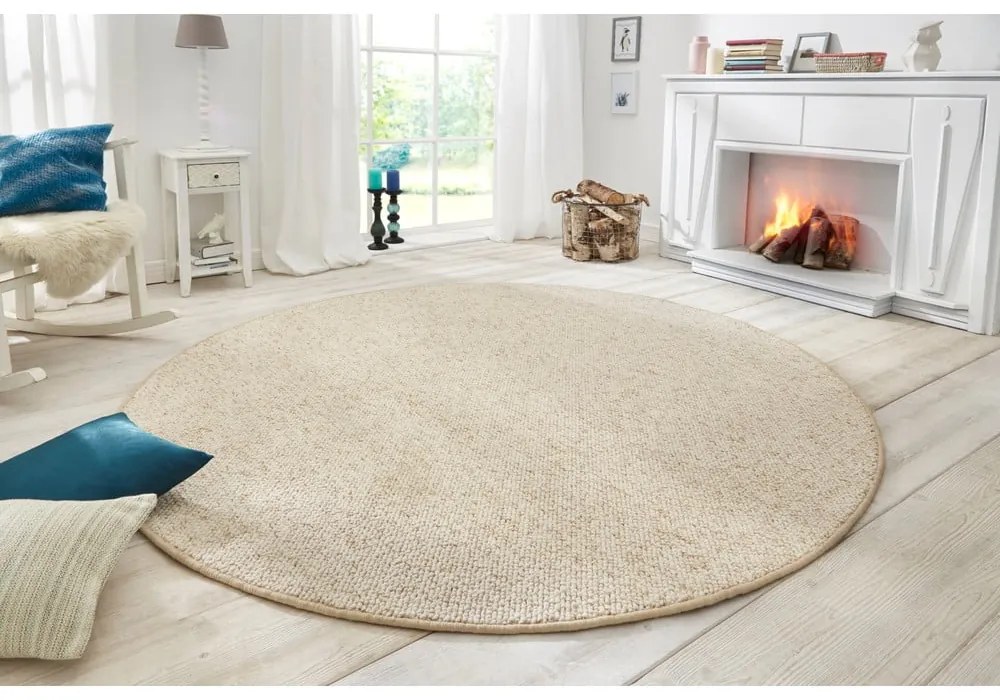 Krémový okrúhly koberec ø 200 cm Wolly – BT Carpet