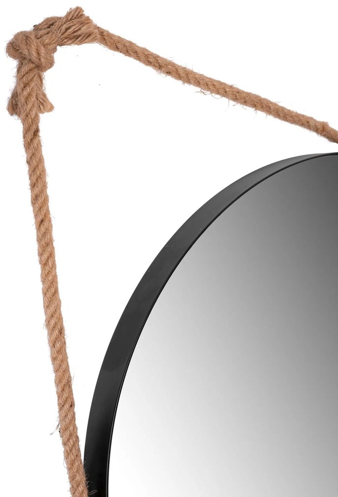 Tutumi Tutumi, okrúhle zrkadlo 60 cm v čiernom ráme na lane MSJ-60B, čierna-hnedá, HOM-09804