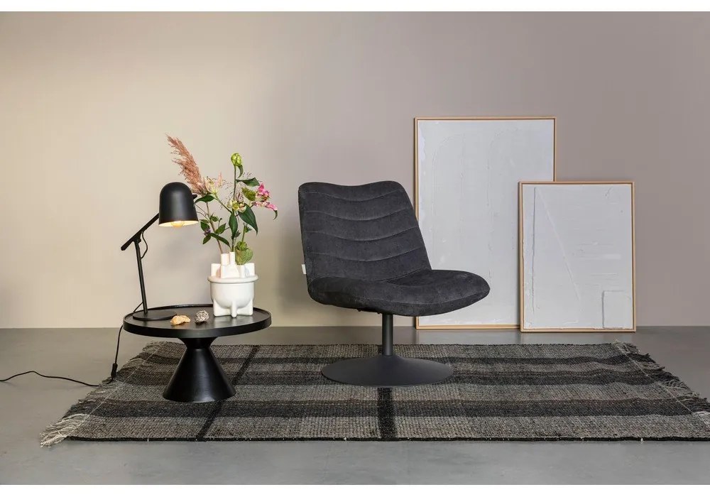 Tmavosivé zamatové kreslo Bubba – Zuiver
