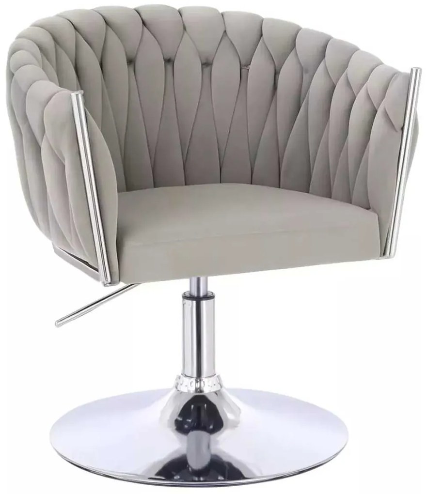 LuxuryForm DESIGN Stolička NORDEN VELUR na striebornom tanieri - svetlo šedá