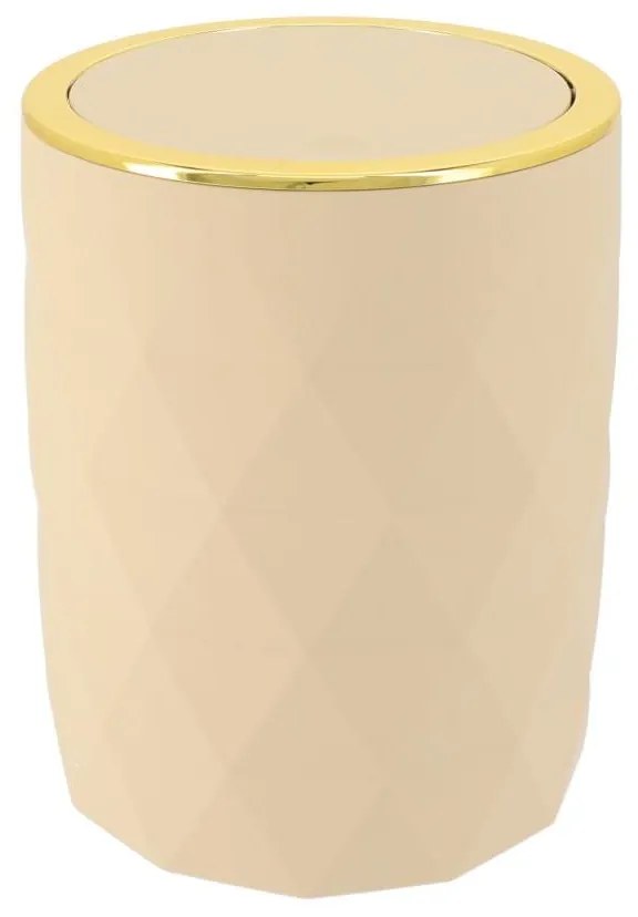 Odpadkový kôš Lorantos, béžová/so zlatými prvkami, 6L